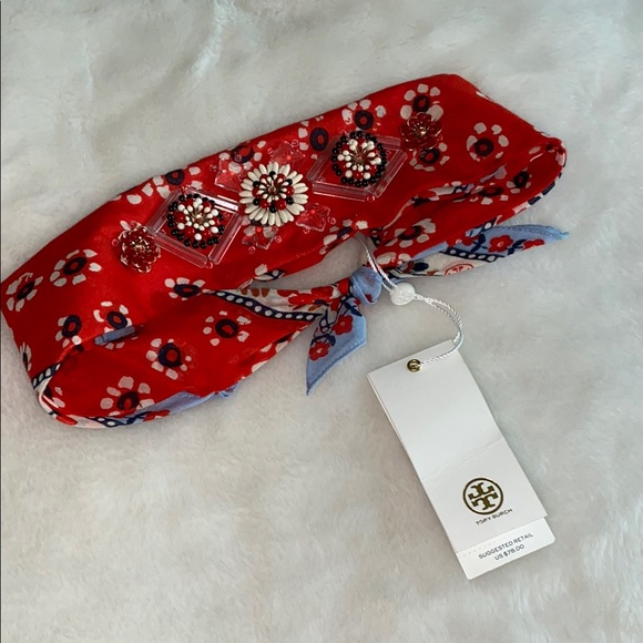 Tory Burch Embroidered Burgundy Headband Tory Burch Suede Headband - Burgundy Hair Accessories  main image 3
